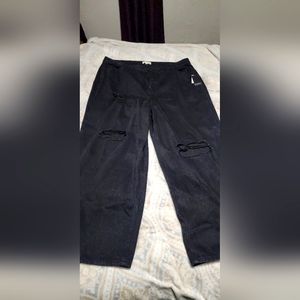 Eloquii black wide leg distressed jeans